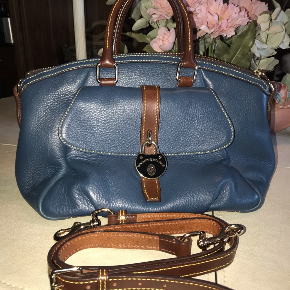 Dooney and Bourke Blue Samba Leather Satchel Purse